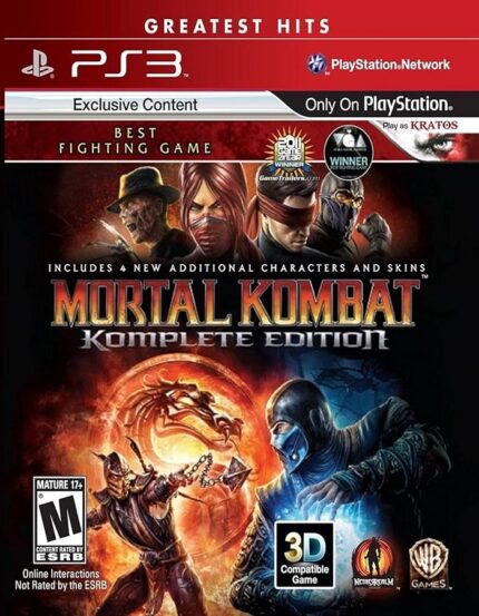 Mortal Kombat Komplete Edition PS3 PSN Mídia Digital – Reviva a brutalidade clássica da franquia Mortal Kombat com gráficos impressionantes e jogabilidade fluida. Esta edição inclui todos os DLCs, personagens extras como Freddy Krueger e novos desafios. Enfrente batalhas épicas no modo história, desafie amigos no multiplayer e execute fatalities icônicos.