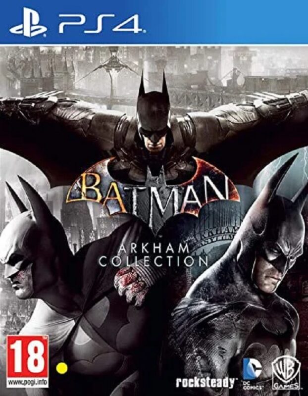 Batman Arkham Collection PS4 Mídia Digital – Experimente a trilogia completa da série Arkham com gráficos remasterizados e combates icônicos no universo sombrio do Cavaleiro das Trevas.